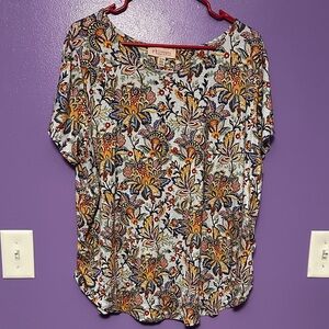 Philosophy Women's Floral Blouse - Blue and Orange